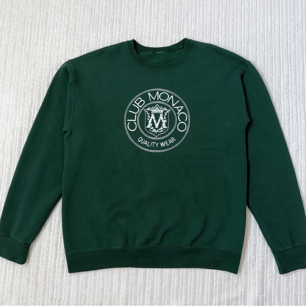 Vintage Club Monaco Crest Green Crewneck Sweatshirt | Size M